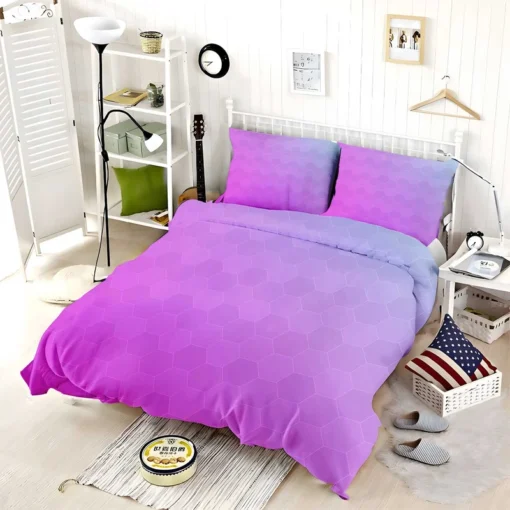 Hexagon Pattern Purple Gradient Bedding Set