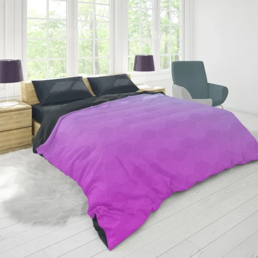 Hexagon Pattern Purple Gradient Duvet Cover 1