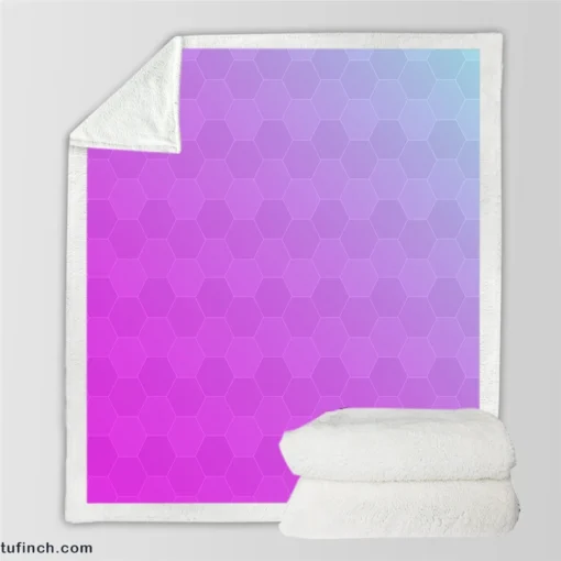 Hexagon Pattern Purple Gradient Sherpa Fleece Blanket