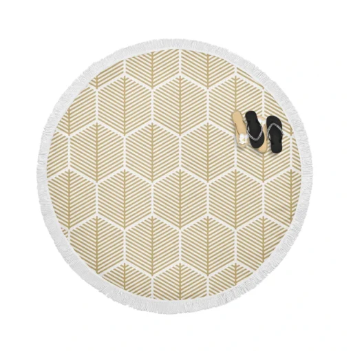 Hexagonal Pattern Abstract Background Round Beach Towel