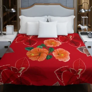 Hibiscus Flowers Pattern Duvet Cover