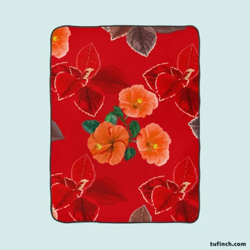 Hibiscus Flowers Pattern Fleece Blanket 1