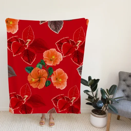 Hibiscus Flowers Pattern Fleece Blanket