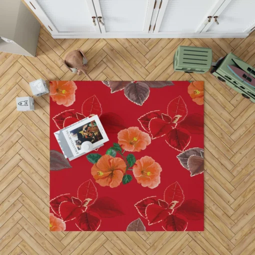 Hibiscus Flowers Pattern Rug