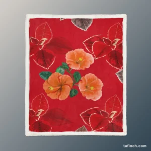 Hibiscus Flowers Pattern Sherpa Fleece Blanket 1