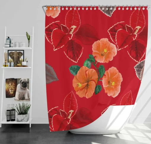 Hibiscus Flowers Pattern Shower Curtain