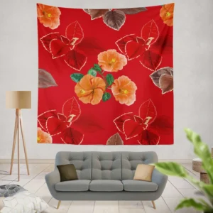 Hibiscus Flowers Pattern Wall Tapestry