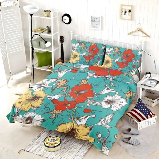 Hibiscus Flowers Print Bedding Set