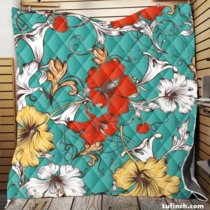 Hibiscus Flowers Print Quilt Blanket