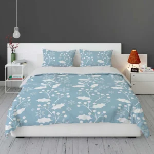 Holly berry Leaves In White Print Bedding Set 1