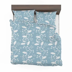 Holly berry Leaves In White Print Bedding Set 2