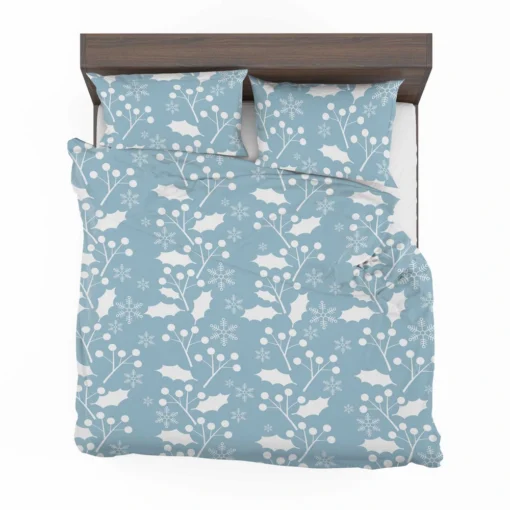 Holly berry Leaves In White Print Bedding Set 2