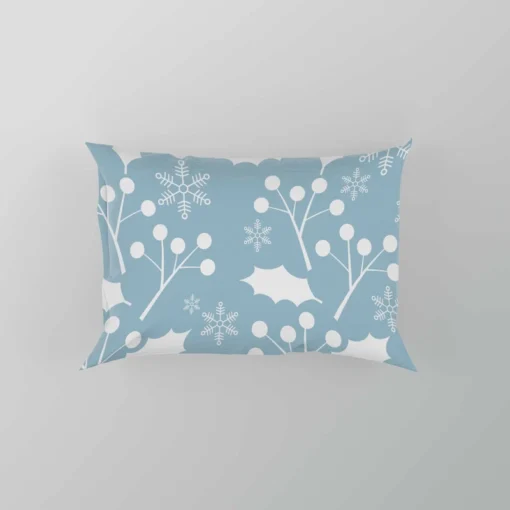 Holly berry Leaves In White Print Pillow Case