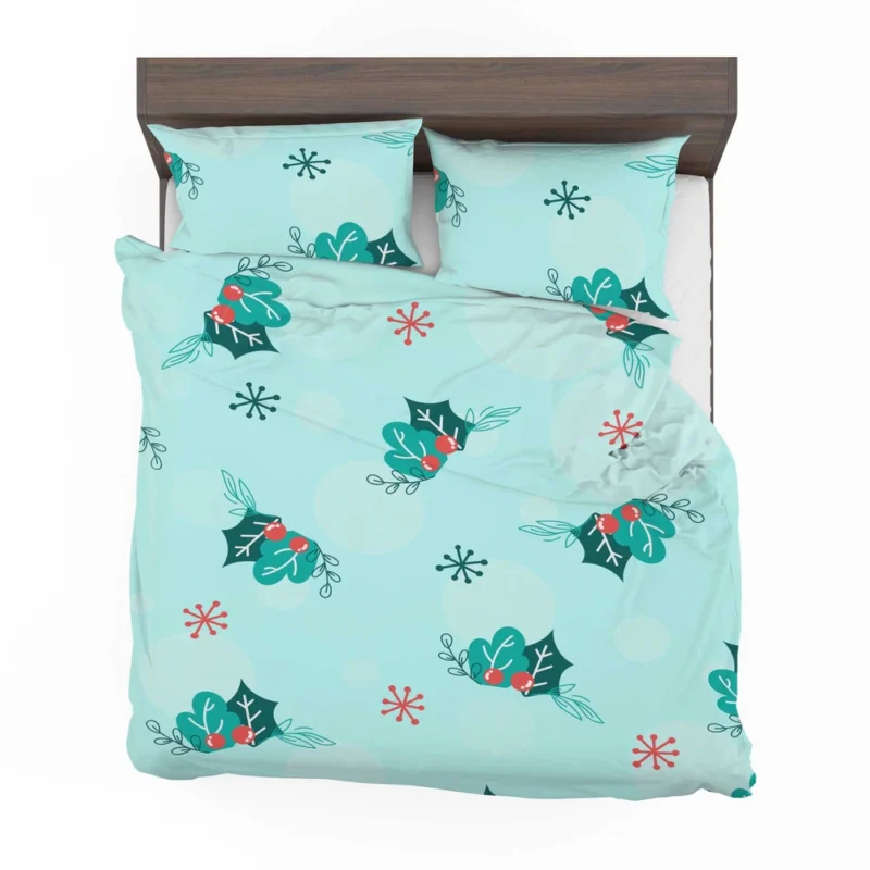 Holly berry Snowflakes Hand Drawn Bedding Set 2