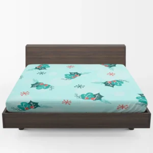 Holly berry Snowflakes Hand Drawn Fitted Sheet 1