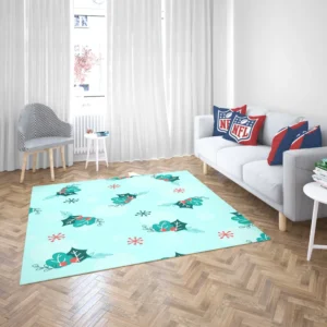 Holly berry Snowflakes Hand Drawn Rug 2