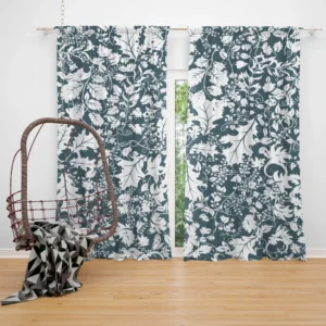 Hollybush Leaf Toile Pattern Curtain