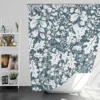 Hollybush Leaf Toile Pattern Shower Curtain