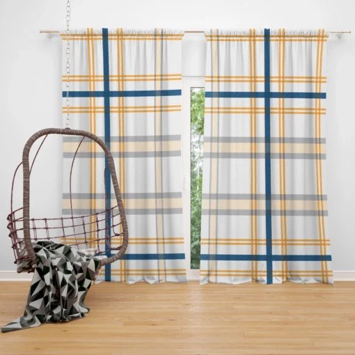 Horizontal Stripe Pattern Checkered Plaid Curtain