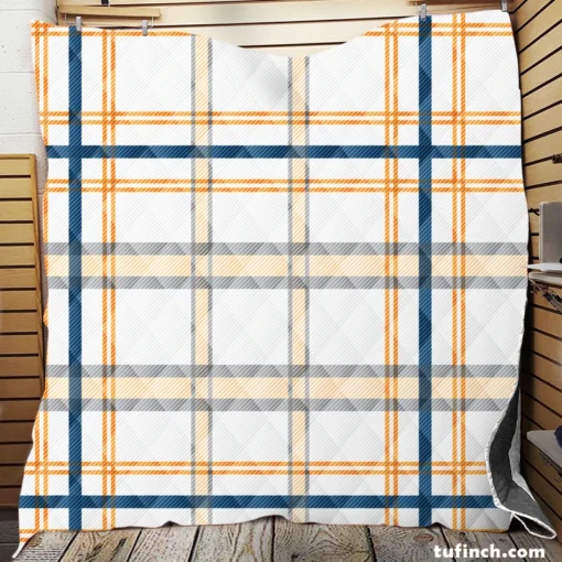 Horizontal Stripe Pattern Checkered Plaid Quilt Blanket