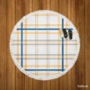 Horizontal Stripe Pattern Checkered Plaid Round Beach Towel