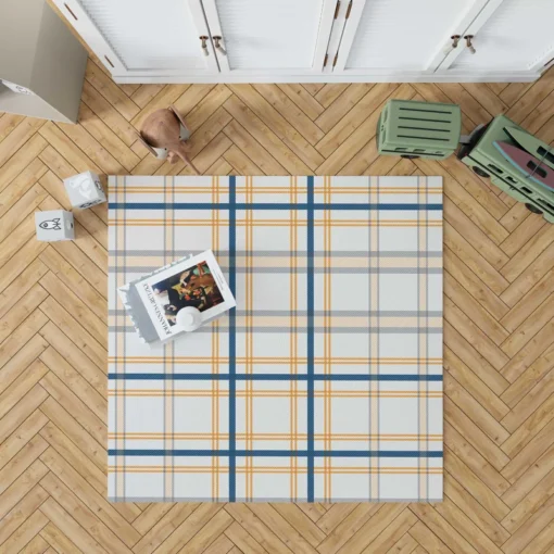 Horizontal Stripe Pattern Checkered Plaid Rug