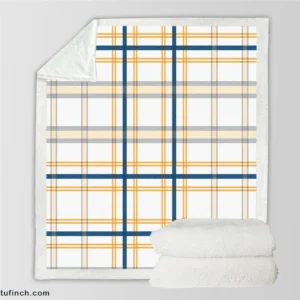 Horizontal Stripe Pattern Checkered Plaid Sherpa Fleece Blanket