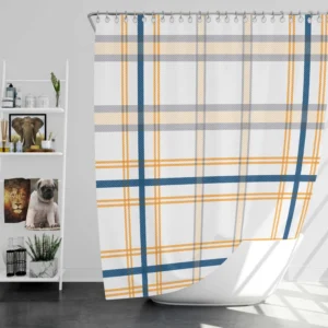 Horizontal Stripe Pattern Checkered Plaid Shower Curtain