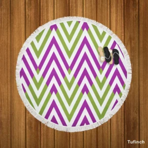 Horizontal Zigzag Chevron Stripes Round Beach Towel