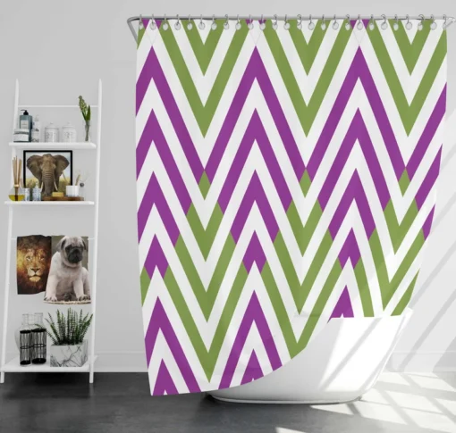 Horizontal Zigzag Chevron Stripes Shower Curtain