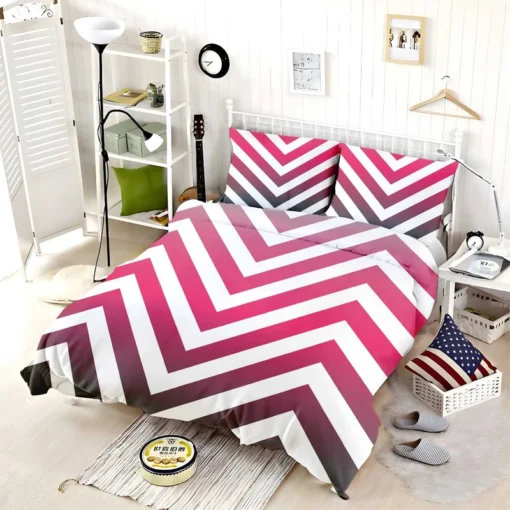 Hot Pink Chevron Design Bedding Set