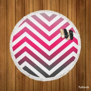 Hot Pink Chevron Design Round Beach Towel