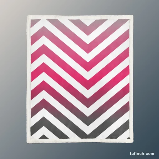 Hot Pink Chevron Design Sherpa Fleece Blanket 1