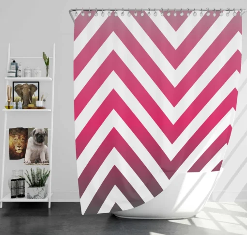 Hot Pink Chevron Design Shower Curtain