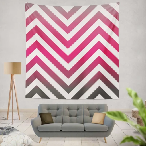 Hot Pink Chevron Design Wall Tapestry