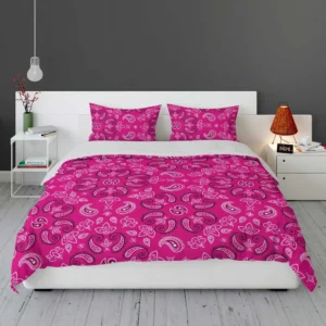 Hot Pink Floral Print Paisley Bedding Set 1