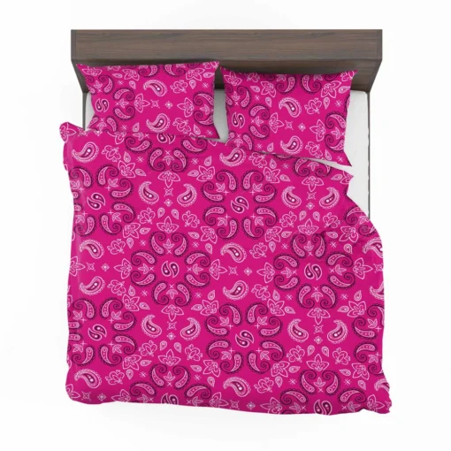 Hot Pink Floral Print Paisley Bedding Set 2