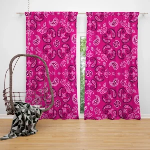 Hot Pink Floral Print Paisley Curtain