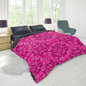 Hot Pink Floral Print Paisley Duvet Cover 1