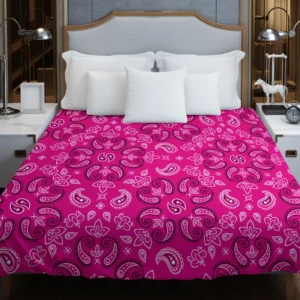 Hot Pink Floral Print Paisley Duvet Cover