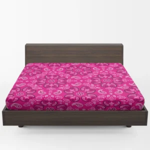 Hot Pink Floral Print Paisley Fitted Sheet 1