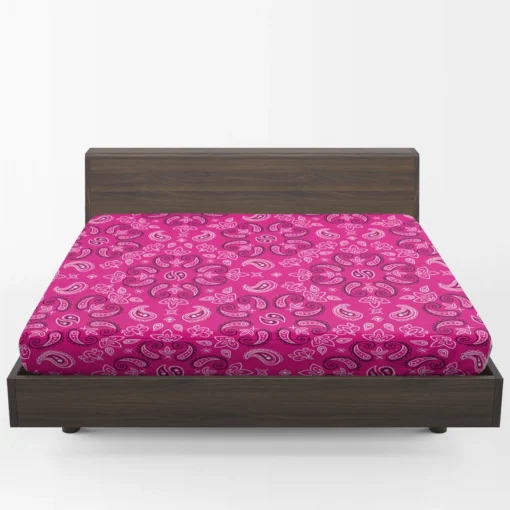 Hot Pink Floral Print Paisley Fitted Sheet 1