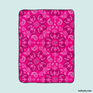 Hot Pink Floral Print Paisley Fleece Blanket 1