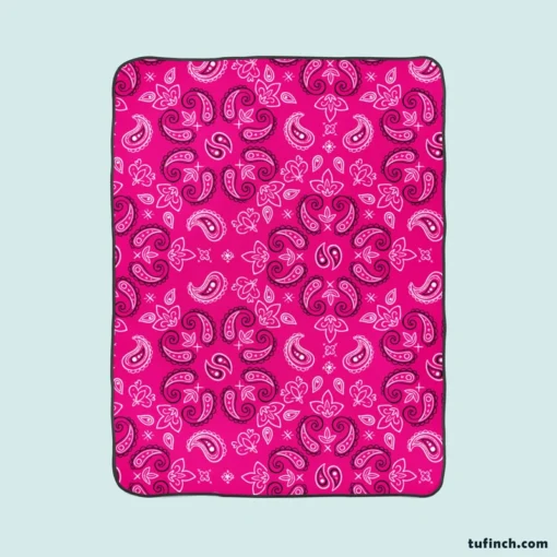 Hot Pink Floral Print Paisley Fleece Blanket 1