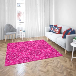 Hot Pink Floral Print Paisley Rug 2