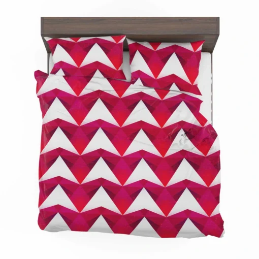 Hot Pink Red Polygon White Triangle Bedding Set 2