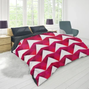 Hot Pink Red Polygon White Triangle Duvet Cover 1