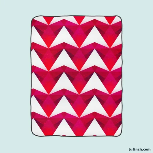 Hot Pink Red Polygon White Triangle Fleece Blanket 1