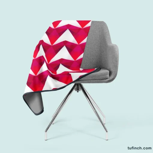 Hot Pink Red Polygon White Triangle Fleece Blanket 2