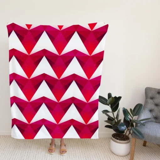 Hot Pink Red Polygon White Triangle Fleece Blanket